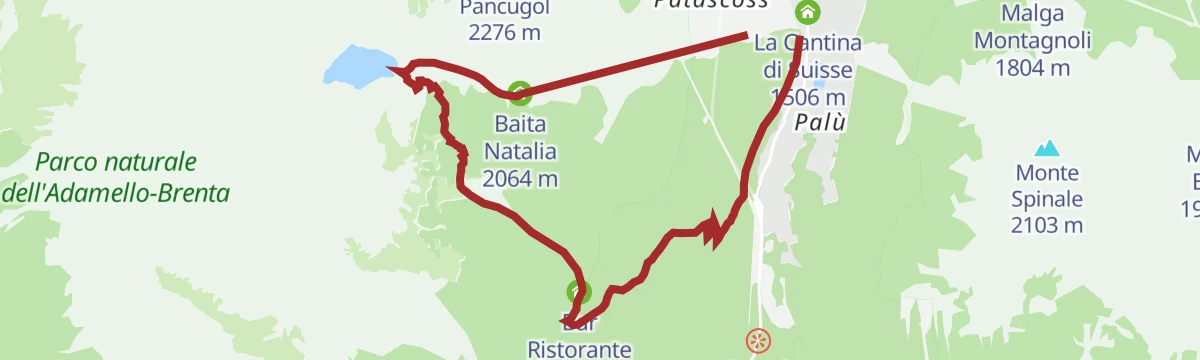 Route map: Cinque Laghi (Five Lakes) – Lago Ritorto - Madonna di Campiglio